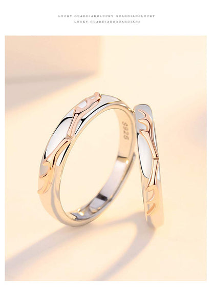 Rockyu リング メンズ レディース ペアリング 鹿の角モチーフ 925シルバー フリーサイズ