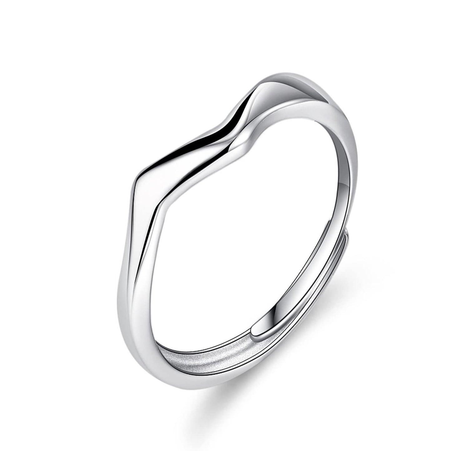 波打つシルエットのシルバー925ペアリング｜フリーサイズ 結婚指輪 カップル用