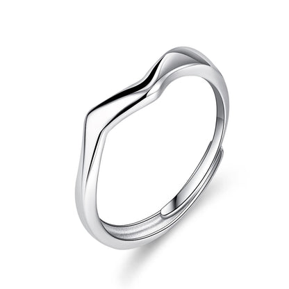 波打つシルエットのシルバー925ペアリング｜フリーサイズ 結婚指輪 カップル用