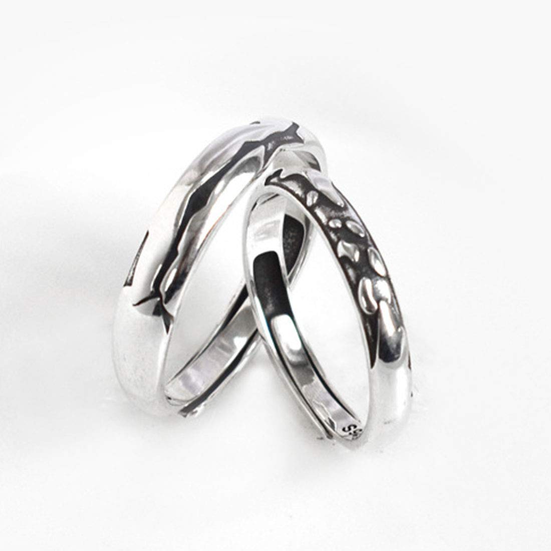 Rockyu ペアリング シルバー925 シンプル波模様 メンズ フリーサイズ 結婚・記念用