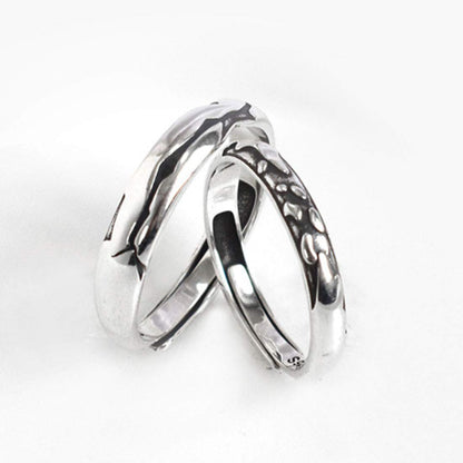 Rockyu ペアリング シルバー925 シンプル波模様 メンズ フリーサイズ 結婚・記念用
