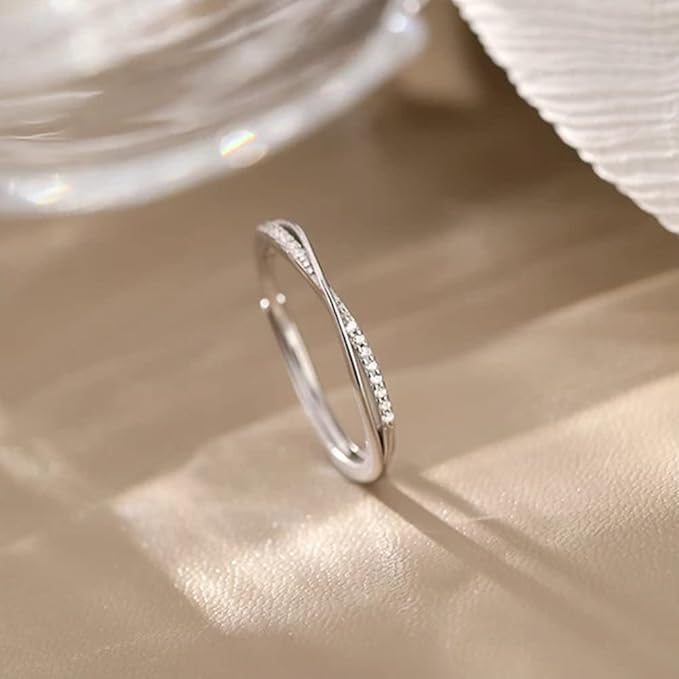 Rockyu レディースリング フリーサイズ ピンクゴールド シンプルラインデザイン