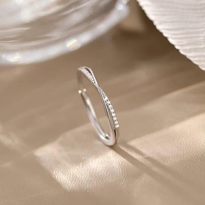 Rockyu レディースリング フリーサイズ ピンクゴールド シンプルラインデザイン