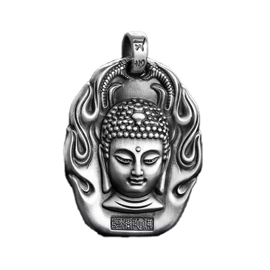 Rockyu 十二支守護仏 ネックレス メンズ タイシルバー仕上げ 開運お守りペンダント