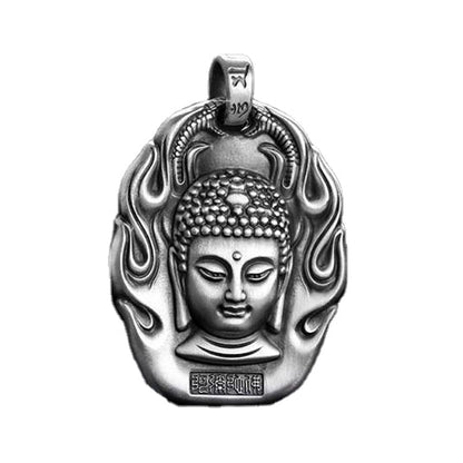 Rockyu 十二支守護仏 ネックレス メンズ タイシルバー仕上げ 開運お守りペンダント