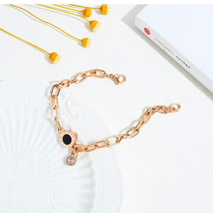 Rockyu ブレスレット レディース チェーン ピンクゴールド ステンレススチール