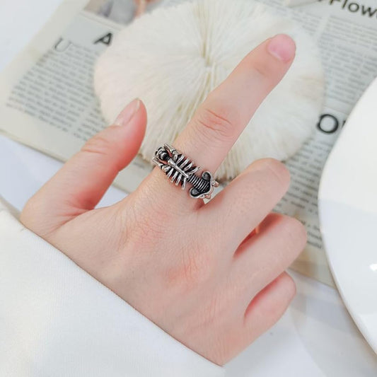 Rockyu メンズ スカルリング フリーサイズ ドクロデザイン ステンレス 男女兼用 指輪