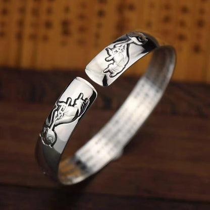 バングル レディース メンズ 般若心経刻印 シルバー お守り 開運アクセサリー