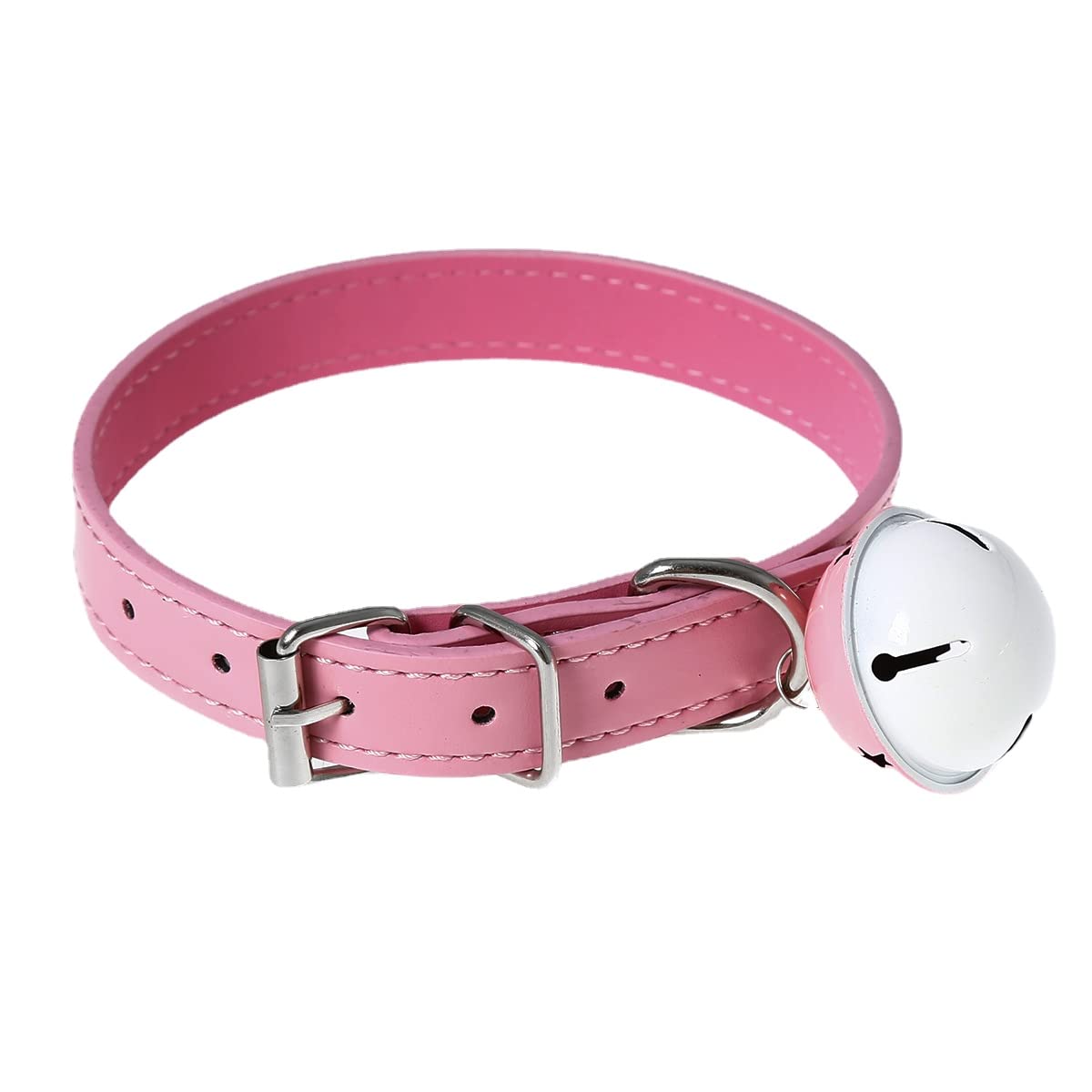 Rockyu 本革鈴付きチョーカー レディース 黒白