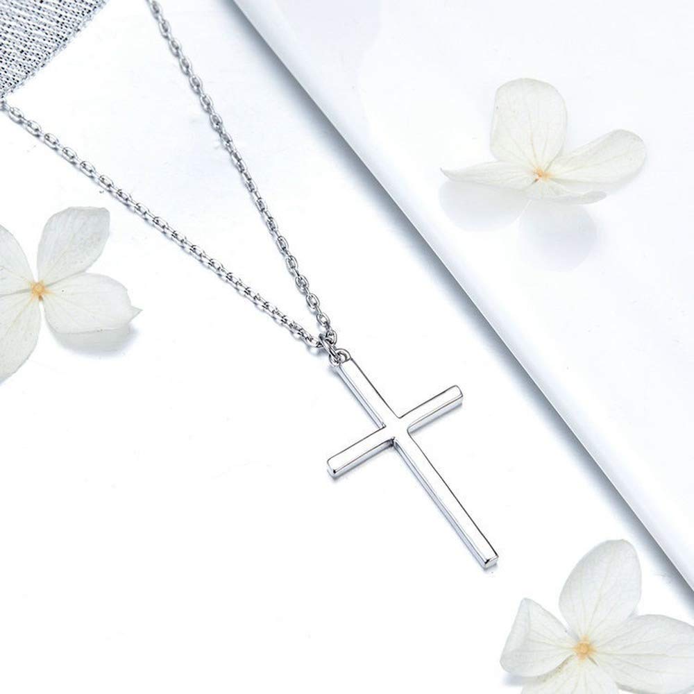Rockyu レディース 十字架 シルバー ネックレス ステンレス シンプル