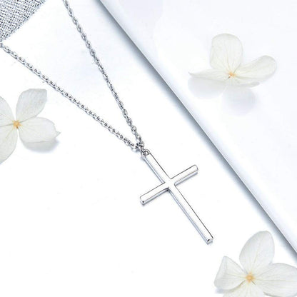 Rockyu レディース 十字架 シルバー ネックレス ステンレス シンプル