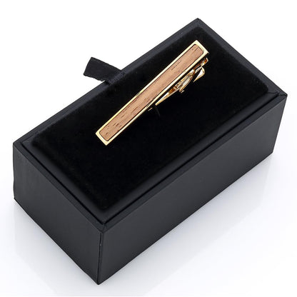 Rockyu ネクタイピン メンズ 木製 ステンレス 長方形デザイン ビジネス/ギフト用