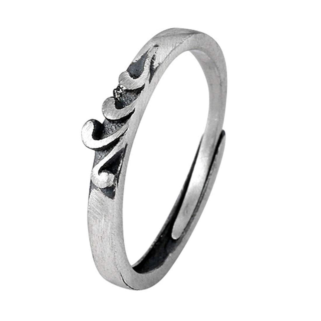 Rockyu 指輪 メンズ シルバー925 フリーサイズ 復古デザイン ペアリング 結婚婚約対応