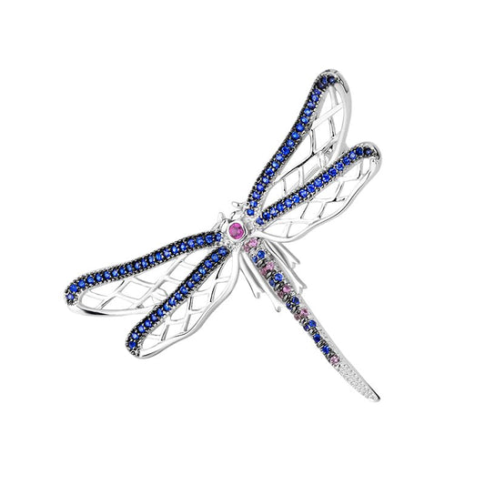 Rockyu レディース トンボ ブローチ シルバー ミクロインレイジルコニア