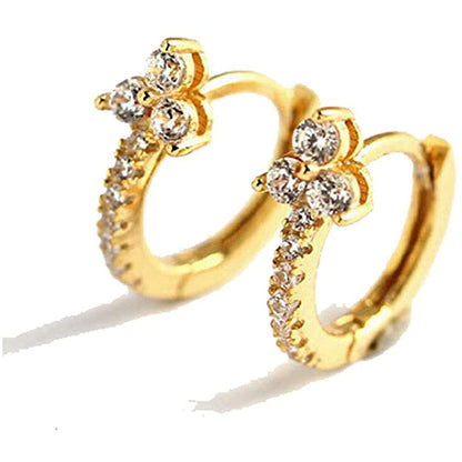 Rockyu ピアス レディース フープ リングピアス CZダイヤ 三粒ストーン 多色展開 小ぶり 上品 アクセサリー