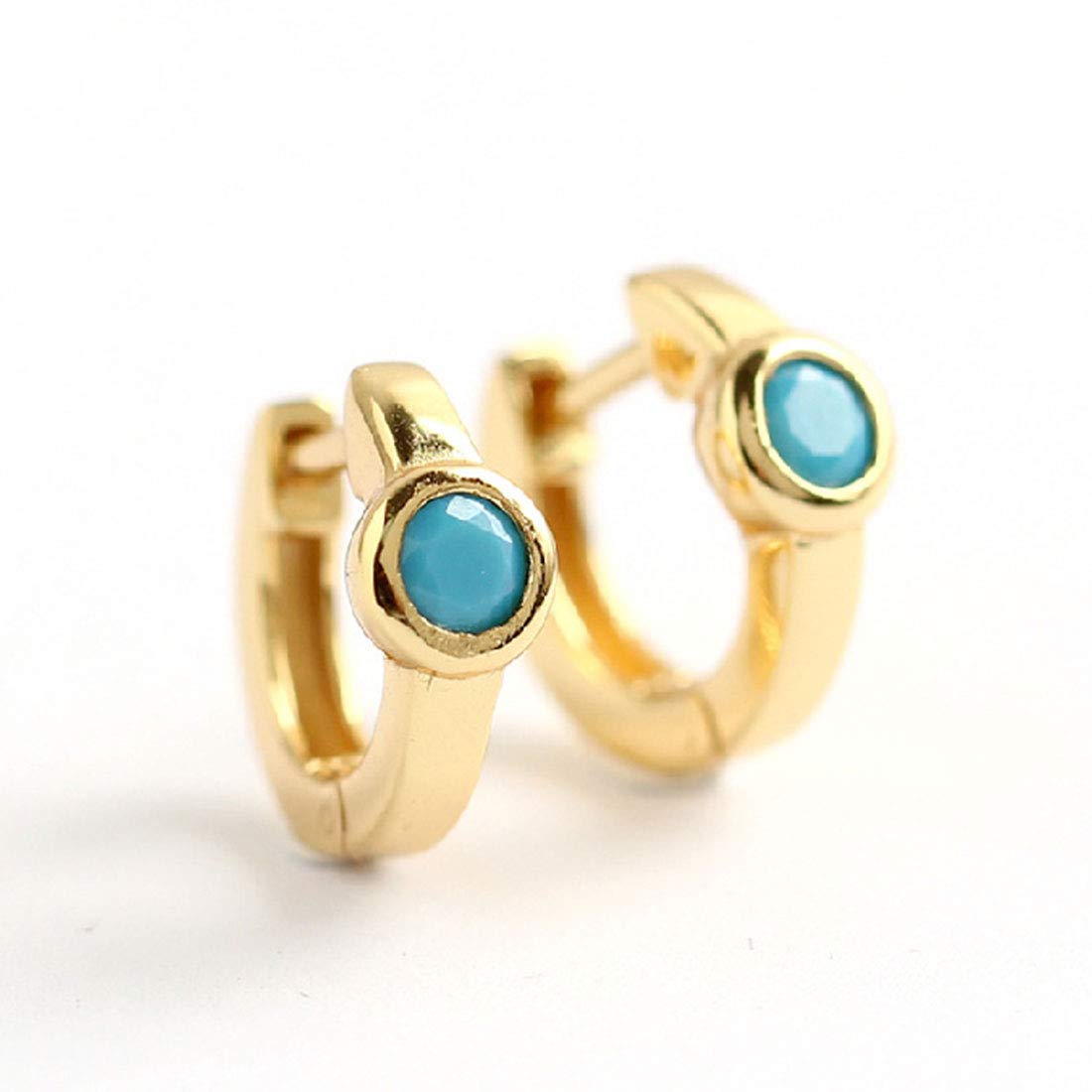 Rockyu ピアス レディース シルバー925 ターコイズ フープリング 両耳用 ジュエリー