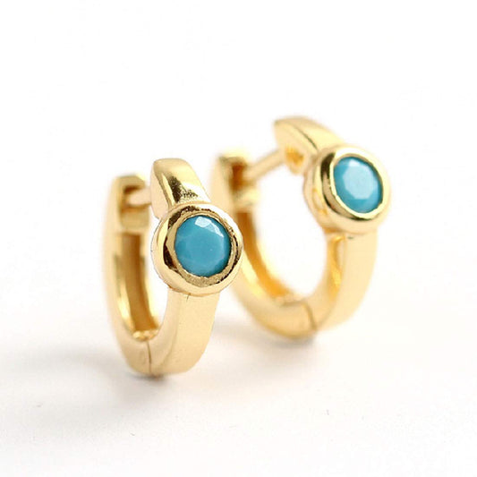 Rockyu ピアス レディース シルバー925 ターコイズ フープリング 両耳用 ジュエリー