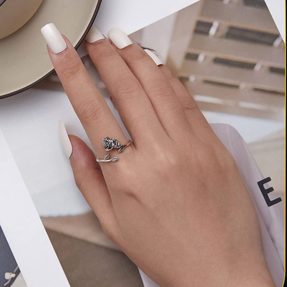 Rockyu シルバー925 スカル×アロー ハロウィンリング（調整可能サイズ）