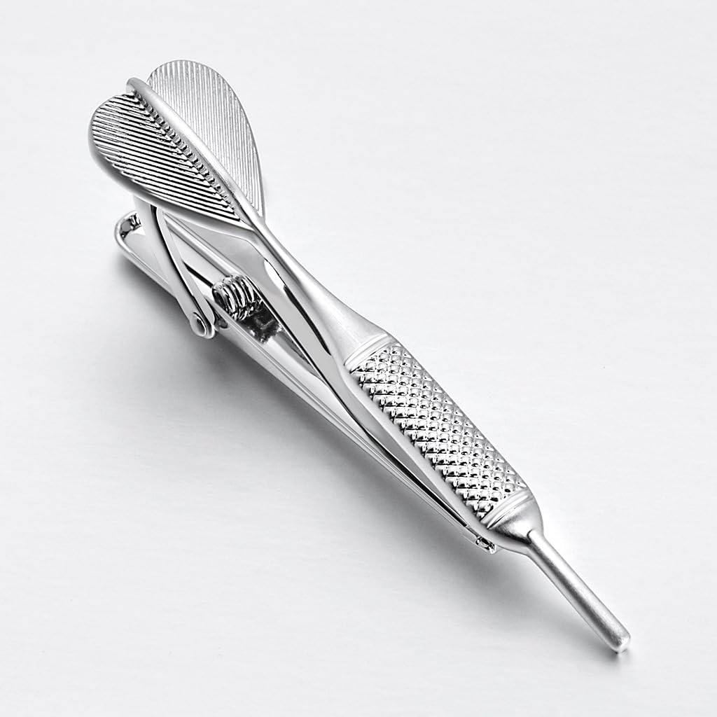 Rockyu 飛鏢型タイピン メンズ シルバー 黄銅製 ビジネスアクセサリー