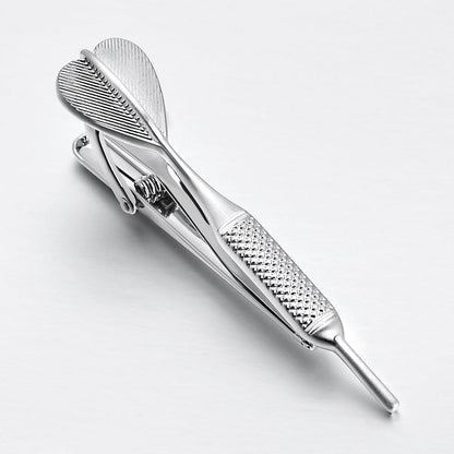 Rockyu 飛鏢型タイピン メンズ シルバー 黄銅製 ビジネスアクセサリー