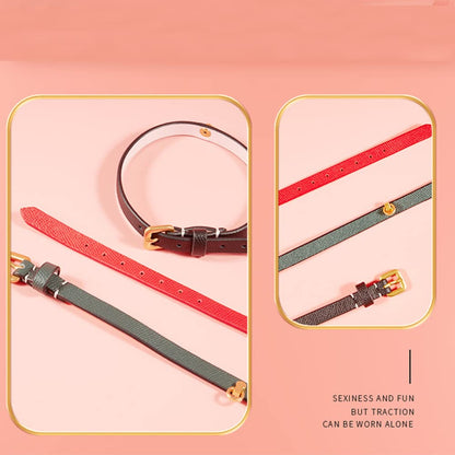 Rockyu 本革リング付きチョーカー レディース