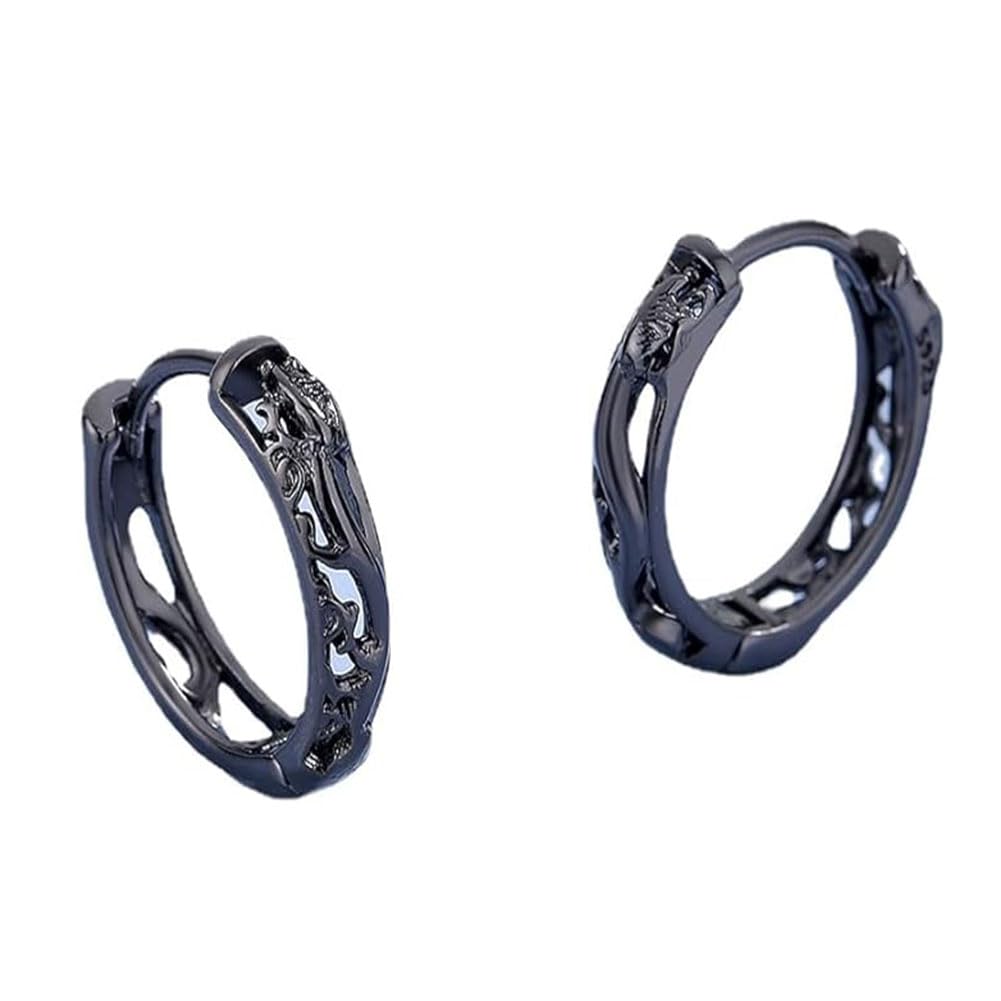 Rockyu ピアス メンズ レディース 龍モチーフ リングピアス 銅製 金属アレルギー対応