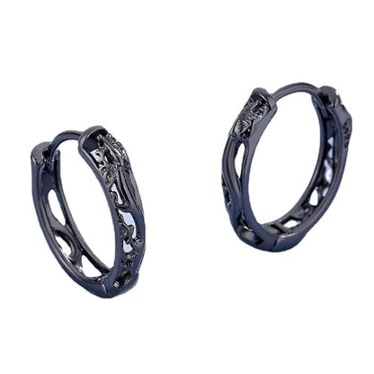 Rockyu ピアス メンズ レディース 龍モチーフ リングピアス 銅製 金属アレルギー対応