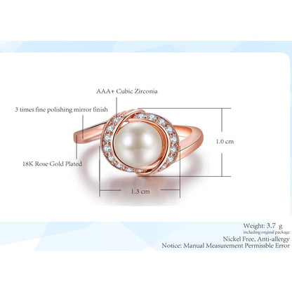 Rockyu 指輪 レディース パール リング ピンクゴールド シルバー キュービックジルコニア 18K仕上げ