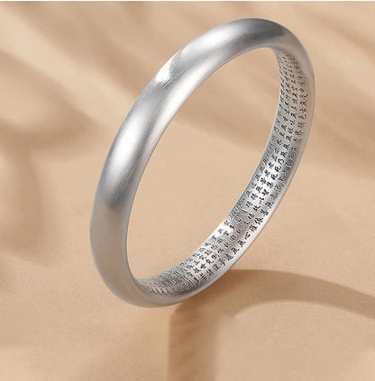 Rockyu バングル レディース シルバー 純銀風 六字真言 刻印 厄除けブレスレット