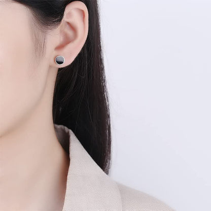 ピアス レディース メンズ シルバー925 丸型 ブラックエナメル スタッドピアス