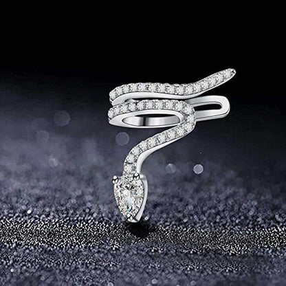 Rockyu 蛇モチーフ ノンホールピアス レディース シルバー925 ジルコニア 両耳用セット