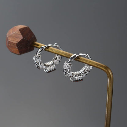 Rockyu メンズピアス 龍モチーフフープ サージカルステンレス製 ブラッククールスタイル