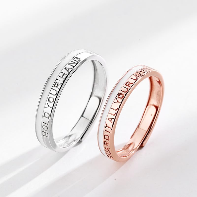 Rockyu ペアリング カップル用 ローマ数字刻印 フリーサイズ シルバー925リング