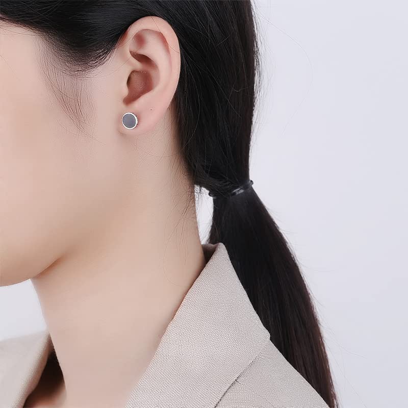 ピアス レディース メンズ シルバー925 丸型 ブラックエナメル スタッドピアス