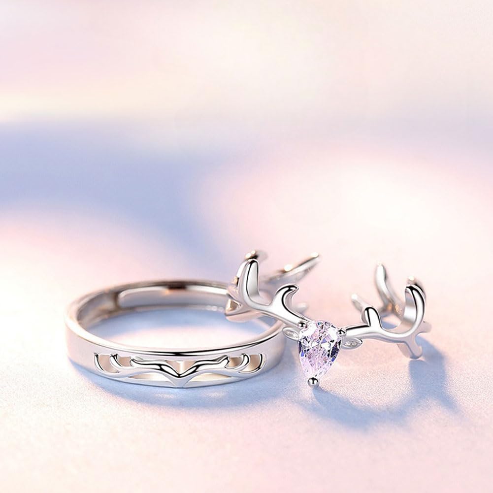 指輪 ペアリング フリーサイズ シルバー925 鹿モチーフ 2個セット