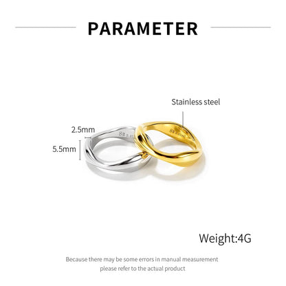 Rockyu 指輪 レディース チタン製 ゴールド＆シルバー 幾何デザイン 鏡面仕上げ