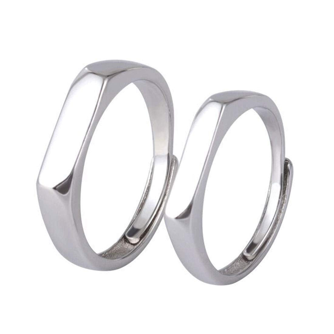 Rockyu シルバー925 ペアリング フリーサイズ 多面カット 結婚＆婚約指輪