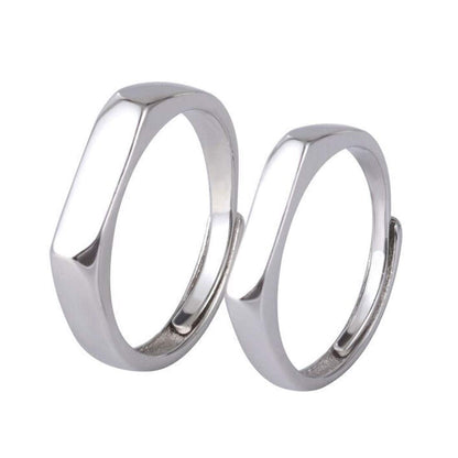 Rockyu シルバー925 ペアリング フリーサイズ 多面カット 結婚＆婚約指輪