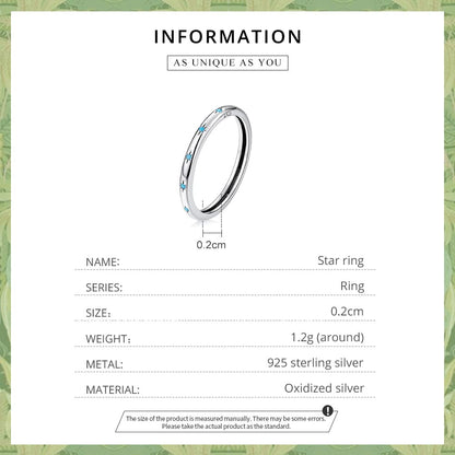Rockyu ターコイズスターリングシルバーリング レディース 星モチーフ 細身デザイン