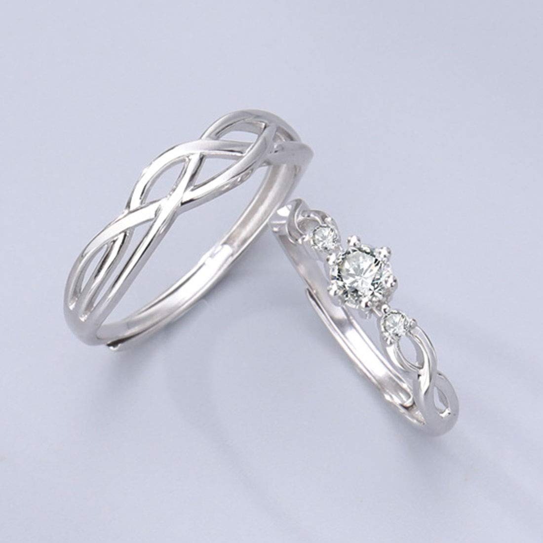 Rockyu 指輪 メンズ シルバー925 ペアリング ツイストデザイン フリーサイズ 結婚婚約