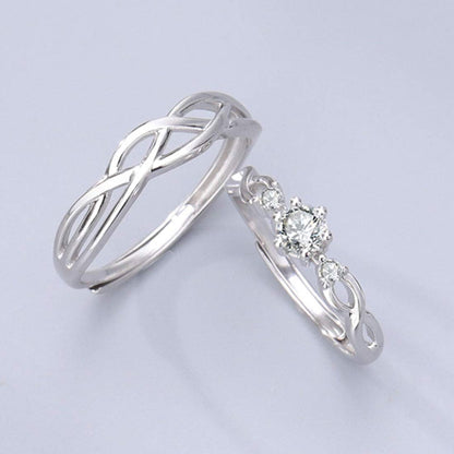 Rockyu 指輪 メンズ シルバー925 ペアリング ツイストデザイン フリーサイズ 結婚婚約