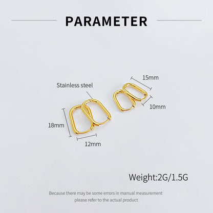 Rockyu レディース ピアス ゴールド シルバー 四角フープピアス 18×12mm ステンレス鋼 金属アレルギー対応 シンプル