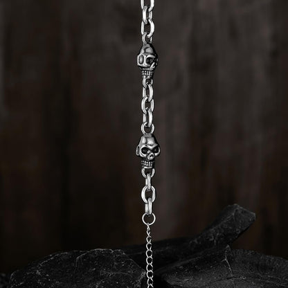 Rockyu ブレスレット メンズ ステンレス スカル チェーン ヴィンテージ 太め