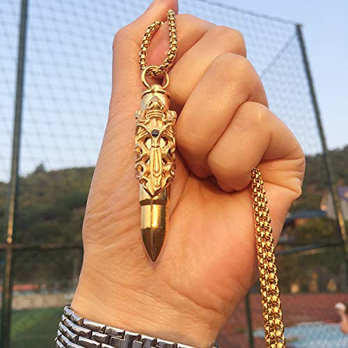 Rockyu 弾丸ドラゴンクロスネックレス メンズ ステンレス製 ゴールド＆シルバー ペンダント