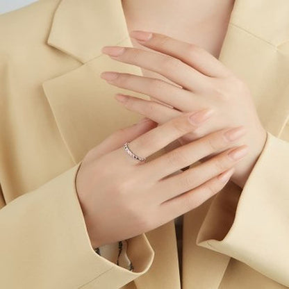 Rockyu レディース シルバー925 カラーCZダイヤリング 細身 ピンキーリング 2色展開