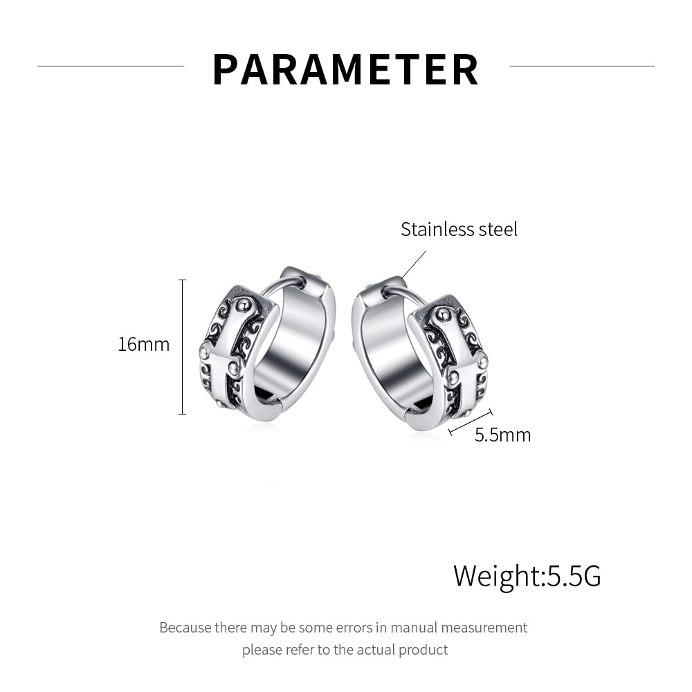 Rockyu クロスデザインステンレスフープピアス メンズ レディース