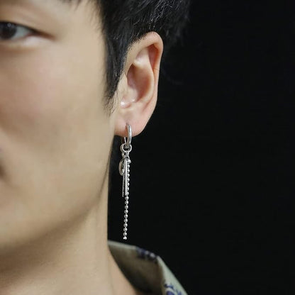 Rockyu メンズピアスセット 十字架 スター スパイク付きチェーンフープピアス