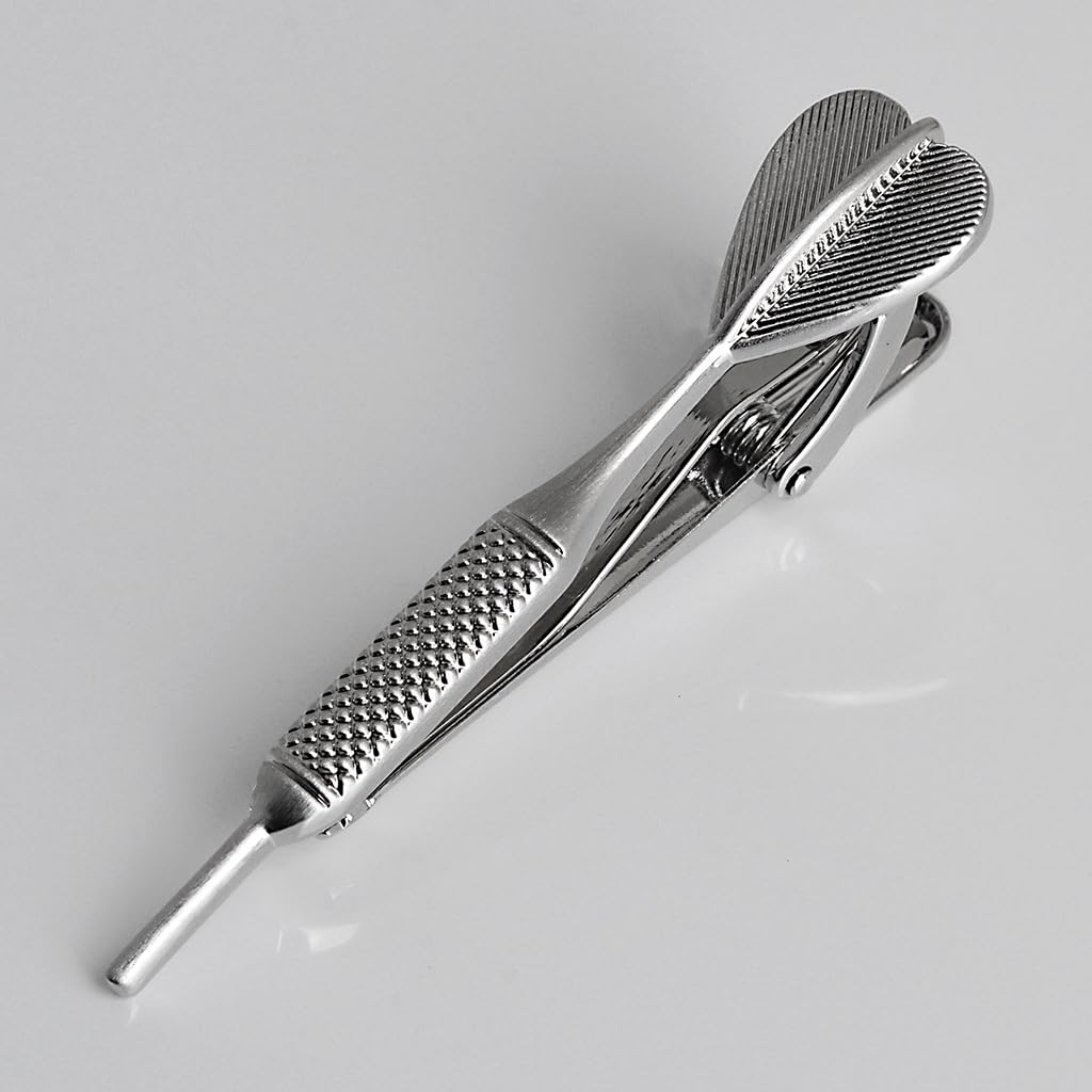 Rockyu 飛鏢型タイピン メンズ シルバー 黄銅製 ビジネスアクセサリー