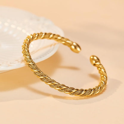 バングル レディース ゴールド ツイストデザイン ステンレス C型