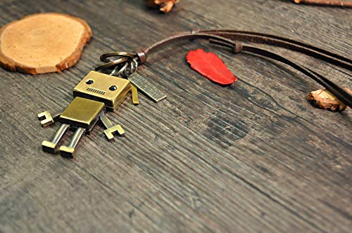 Rockyu レトロロボ ネックレス｜革紐＆ブリキ合金のユニセックスデザイン